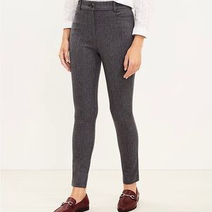 LOFT Button Tab Skinny Sutton PANTS | GREY Woven | Curvy | Size 6